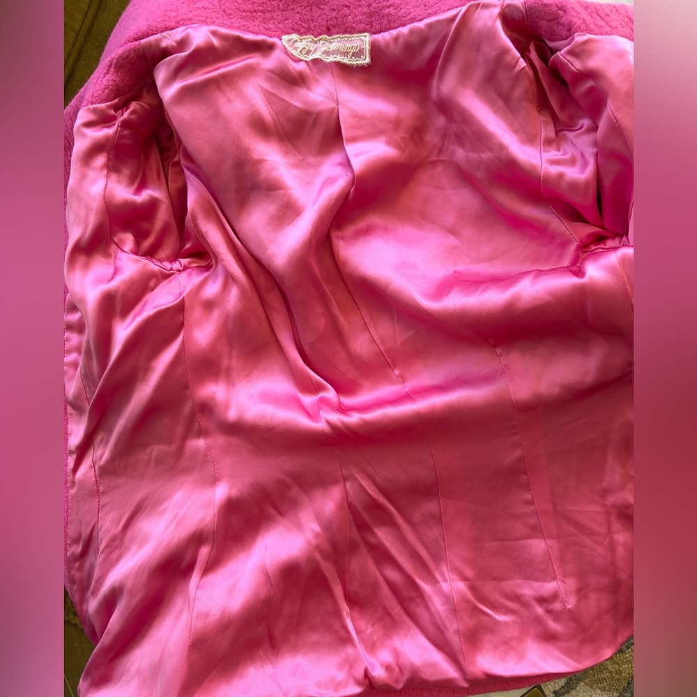 Peggy Jennings VTG felted wool jacket, ribbon-style trim, silk lined, pink, XS - Picture 13 of 17